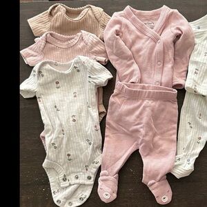 Pink and White baby girl preemie bundle / lot
